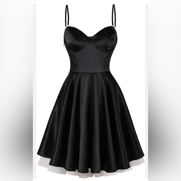 ✨⚡️💥YIANN V-Neck Homecoming Dress with Pockets One Line Sleeveless Satin Short - Picture 3 of 4